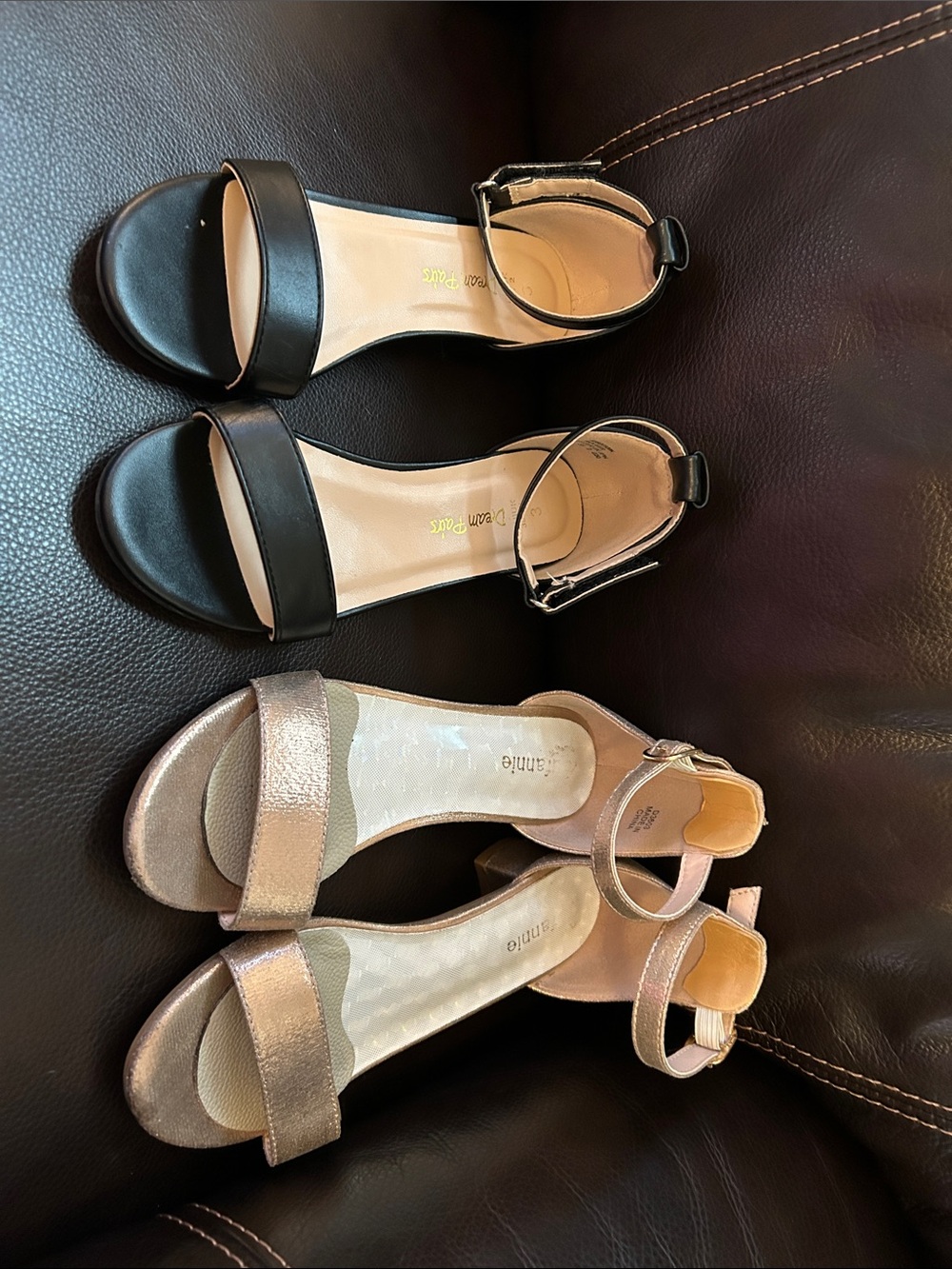 Dream Pairs Girls’ Ankle-Strap Dress Sandals in Black and Nude